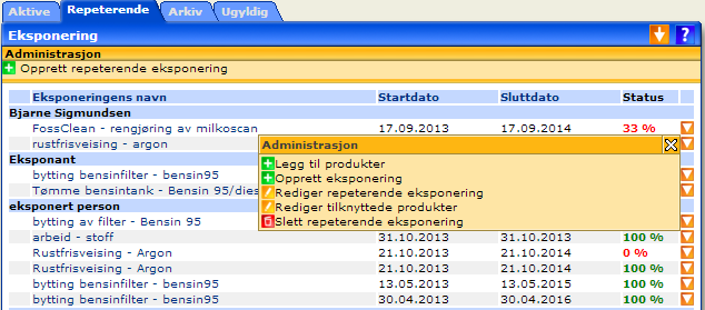 Eksponeringen vil ikke kunne slettes i etterkant. Merk at eksponeringen låses automatisk etter syv dager. Slett eksponering Åpner for å slette aktuell eksponering.