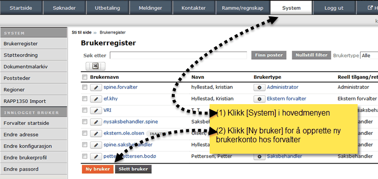 134 RF13.50 - Dokumentasjon (https://www.regionalforvaltning.no/startside/glemtpassord.aspx?). Ny bruker vil da motta påloggingsinformasjon pr.