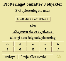Plotterdata Plotterlag Olex har 60 plotterlag som er navngitt fra A til J5. Plotterlagene slås av og på ved å bruke knappene nederst i skjermbildet.