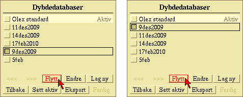 Felles bunndata er målt av Olexbrukere verden over, og samlet i én felles dybdedatabase. Databaser Databasen er synlig når bunnkartet som ligger i den vises på skjermen.