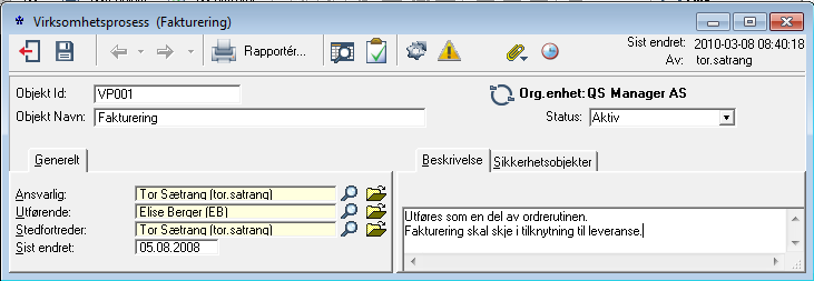 Avvikshåndtering Registrering av avvik og hvilke korrektive tiltak som er blitt gjort, er en viktig del av kvalitetsarbeidet, og den forbedringsprosessen QSM er ment å støtte.