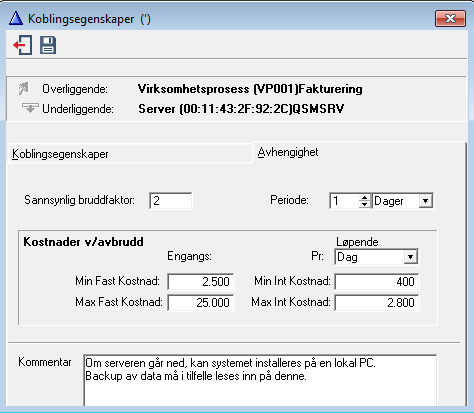 klikke på Koblingsegenskaper i den lille knapperaden (evt. høyreklikke). Klikk så på knappen foran Rolle/funksjon.