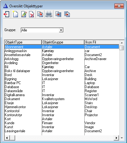 På objekttypen defineres også hvilke andre typer objekter som skal kunne knyttes sammen (kobles til) med objekter av denne typen.