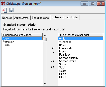 - Skriv inn ledeteksten du vil at skal komme fram, når du senere skal registrere nye objekter under denne mappen. (Se nærmere beskrivelse i kapittel "Opprette/endre objekttyper").