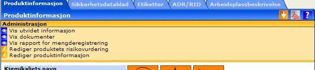 Selve dokumentet knyttes opp via Administrasjonsmenyen for Produktinformasjonen Vis dokumenter.