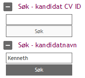 Kjøre et søk på kandidatens bruker CV-ID / kandidatens navn 1.