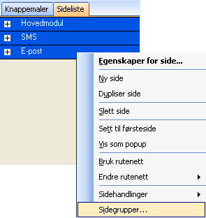 Lage egne paneler 137 Tittellinjer for grupper vises i Sideliste. Du kan vise eller skjule en sidegruppe ved å klikke symbolet til venstre for gruppetittelen.