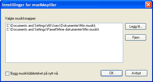 348 Innstillinger Legg til så mange musikkmapper du vil, i musikkbiblioteket.