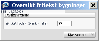 I dette bildet kan en registrere inntil 99 fritekstlinjer pr. bygning. Friteksten kan kodes med en kode som kommunen bestemmer selv.