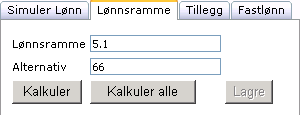 Feltforklaring: Felt Ant.Alternativ økning Simuler på lønn i dag Beskrivelse Legg inn antall lønnsalternativ opp som du ønsker å simulere på i feltet Ant.alternativ økning.