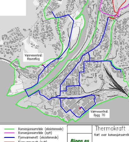 Fjernvarmenettet besørger oppvarmingen av hele Notodden Næringspark, Notodden Videregående skole og diverse bygninger i sentrum.