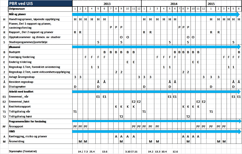 Dokumentet Rapport og planer skal representere styrets overordnete vurdering av utviklingen ved institusjonen samt styrets strategier, planer og mål som følge av denne vurderingen dette ifølge