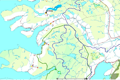 Figur 9-1Potensielle småskala vannkraftverk i Torsken Nummer Vannføring Effekt Produksjon Totalkostnad Pris pr kwh m 3 kw GWh 1000 kr kr 1 Botnelva 0,55 624 2,55 5 010 1,96 2 0,16 530 2,17 5 451 2,52