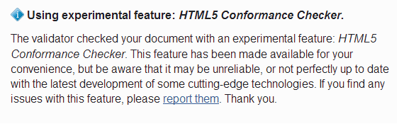 Kapittel 3. StudIT Figur 3.4: HTML5 validering feiling Figur 3.5: HTML5 validering suksess Figur 3.6: HTML5 validerings varsel Artikkel: http://validator.w3.org/check?