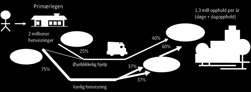 Utfordringer i innskrivningsforløpet I det følgende har vi sett nærmere på samhandling knyttet til pasientenes vei inn i sykehuset, dvs. den akuttmedisinske kjeden.