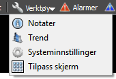 6 AKVAconnect-menyen Forklaring til meny-linja øverst i AKVAconnect-vinduet: Stenger ned programmet Bytter til og fra fullskjerm Hjem, lukker åpne applikasjoner/vindu for å vise hovedmenyen (som