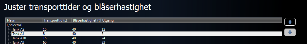 10.4 Justere transporttid og blåserhastighet Tillater justeringer i transporttid og blåserhastighet.