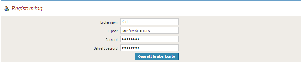 og klikk på opprett brukerkonto Nettbutikken gjelder