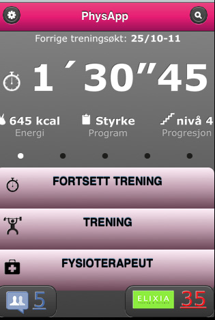 UTVIKLEENDRINGER Da vi skulle designe den interaktiveprototypen, begynte vi igjen med startskjermen. Din helse ble byttet ut med Fysioterapeut.