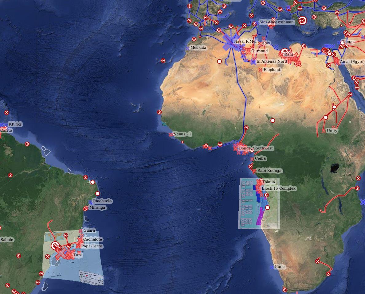 Closest European point to largest petro fields Las