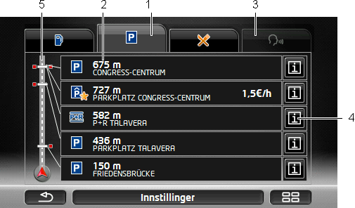 Merk: Informasjonslinjen Destinasjoner på ruten lukkes automatisk etter noen sekunder. Trykk på (Lås på skjermen) hvis du vil at informasjonslinjen ikke skal bli lukket.