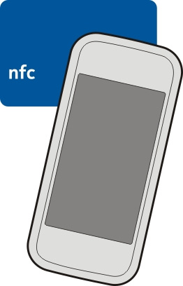Tips: NFC-brikker kan også inneholde informasjon som telefonnummer eller visittkort. Når du ser et telefonnummer i en annonse som støtter NFC, berører du brikken for å ringe nummeret.