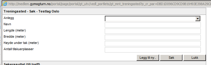 6. Opprett treningssted Når du har opprettet anlegget skal du opprette Treningssted.