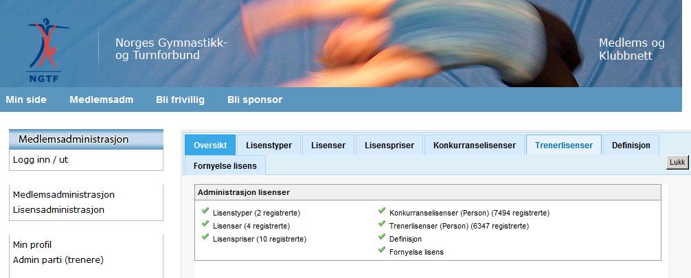 Velg Trenerlisenser Hvis du her velger Alle, får du alle som har godkjent lisens for 2012/2013 og etter hvert også da 2013/2014.