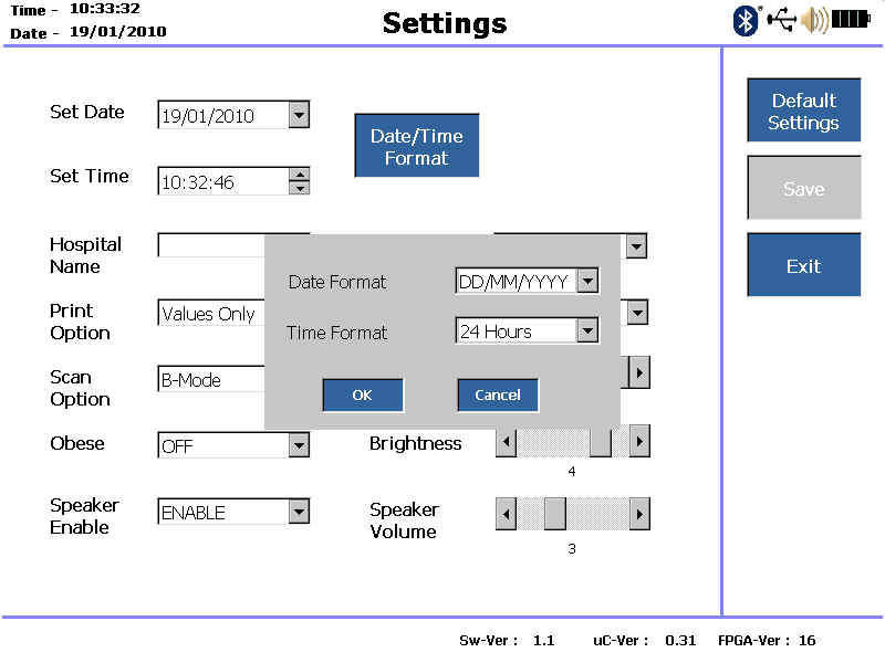 VitaScan Portable har følgende innstillingsmuligheter: Date & Time Figur 0-13 Dato / Tid Dato og tidsformat stilles via Date/ Time Format.