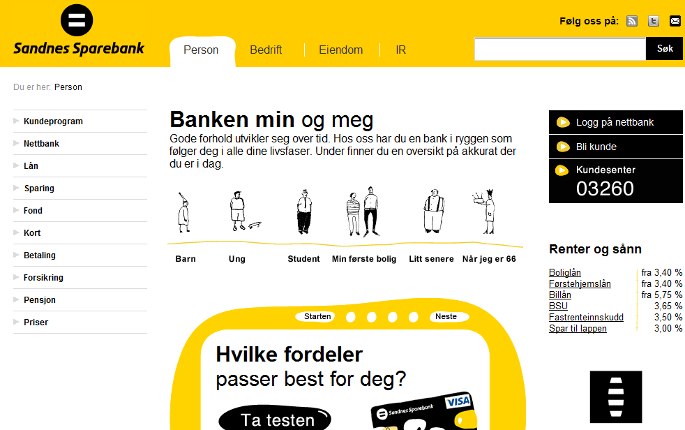 Oppsummering visuell identitet: Begge bankene var bevisste på den visuelle identitet. Vi så at begge var konsekvente i måten de fremstilte seg på hjemmesiden, i reklamefilmer og ellers.