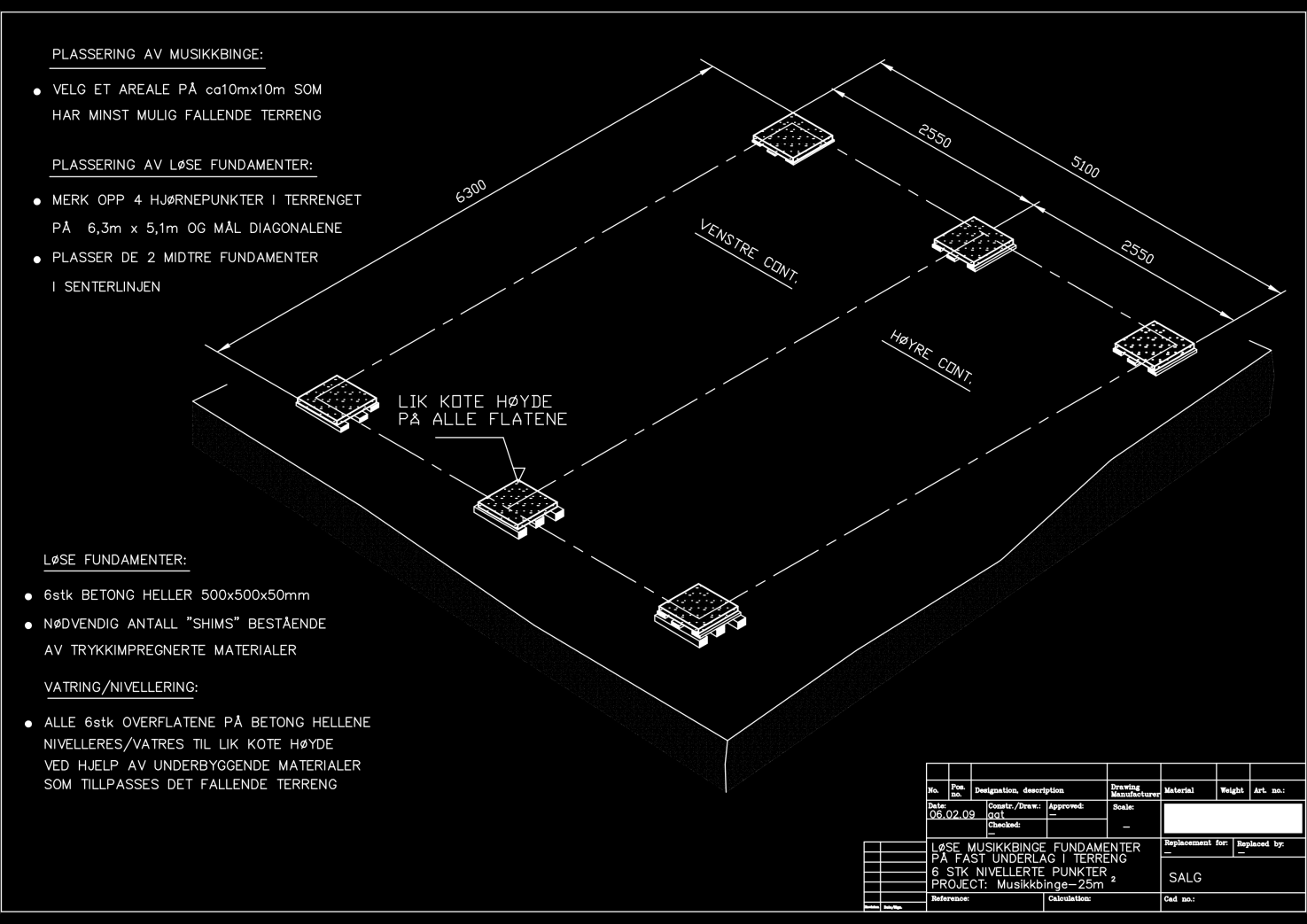 SIDE 7 AV Løse fundamenter - plan Det er viktig at grunnen og fundamentet er