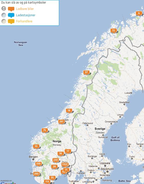 Norge: 4.278 elbiler per 30.06.