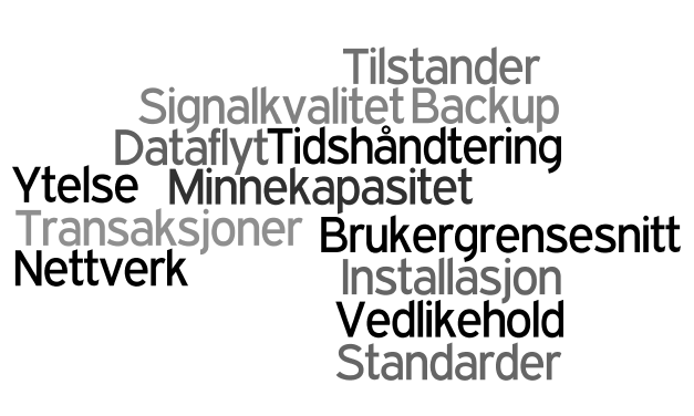 Vi kan bruke den statistiske kunnskapen som over, eller vi kan ta utgangspunkt i funksjonelle og ikkefunksjonelle egenskaper.