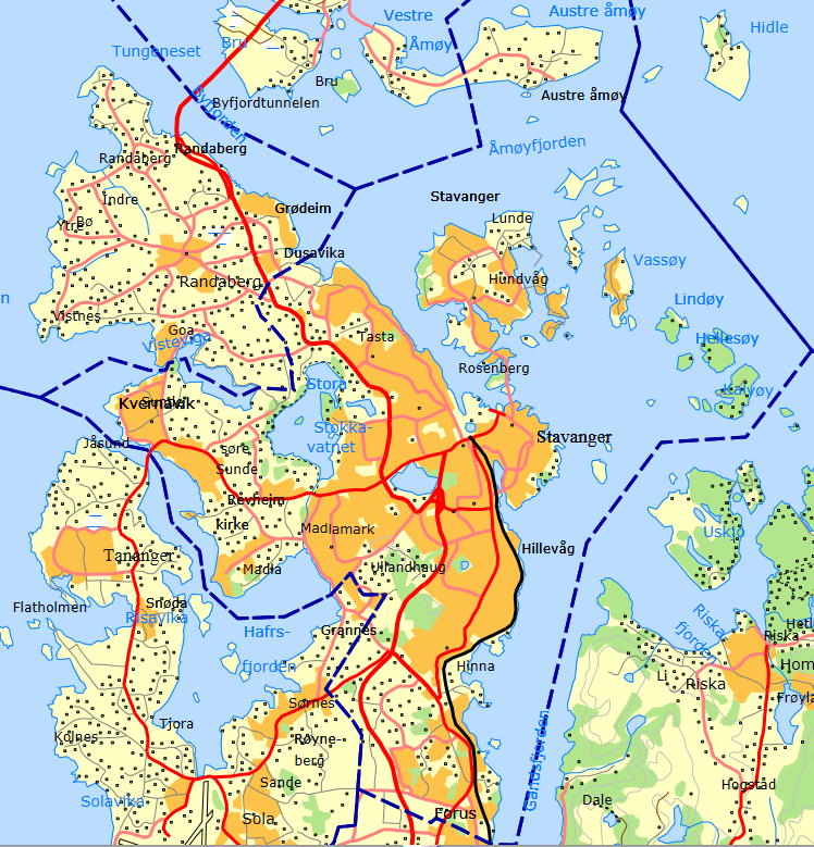 3.1 Stavanger kommune Figur 2 Kart Stavanger kommune Befolkning Stavanger kommune er Norges fjerde største by med hensyn til antall innbyggere. Innbyggertallet pr. 1.1.12 var totalt 127 506 7.