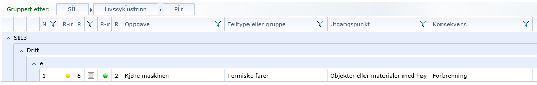 Når SIL kolonnen er sluppet, vil feltet endre seg slik som man kan se av Fig.36 Fig.36 Alle kolonner som vist i Fig.33 og Fig.