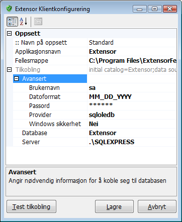 2.6 Ingen kontakt med server Virksomheten må selv kunne foreta enkelt feilsøk i forbindelse med meldingen ingen kontakt med server. Extensor 05 kan installeres i nettverk.