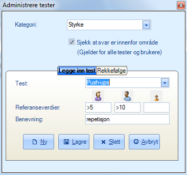 4.4.4 Tester Testmodulen i Extensor 05 er egnet til å registrere kvantitative testresultater. Testene defineres av virksomheten selv.