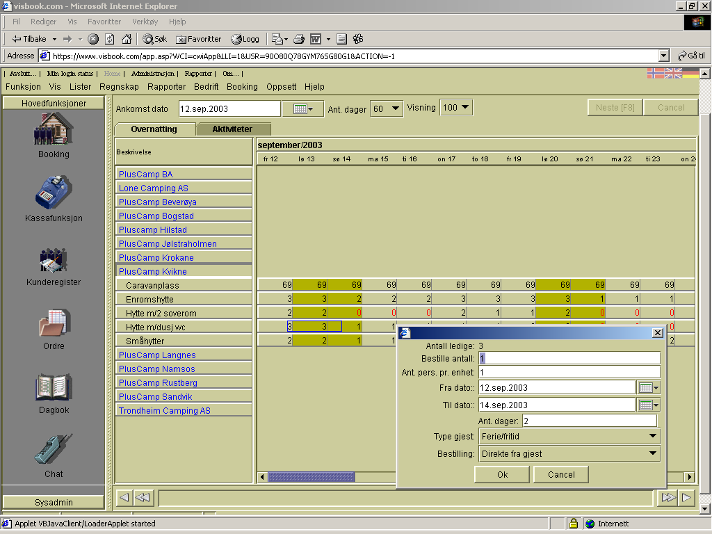 Se mer om booking i manualen for VisBook Java Client. Den ligger på www.visbook.