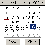 Skjermbildet under viser et datofelt med kalender. Tidspunkt kan også legges inn på to måter. Den letteste er å rett og slett skrive inn det ønskede tidspunktet.