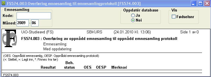 Emnesamling inngår Fag Studieprogram eller studiepoeng må være bestått. Rutinen FS574.005 Oppretting av oppnådd emnesamling, krever at det er lagt inn verdi i dette feltet.