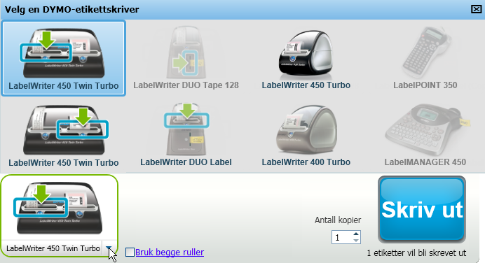 Velge en skriver Velge en skriver Slik skriver du ut data fra et tekstbehandlingsprogram ved bruk av Smart Paste 1.