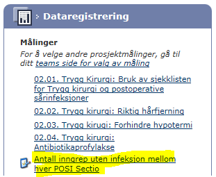 Mulige resultatindikatorer for