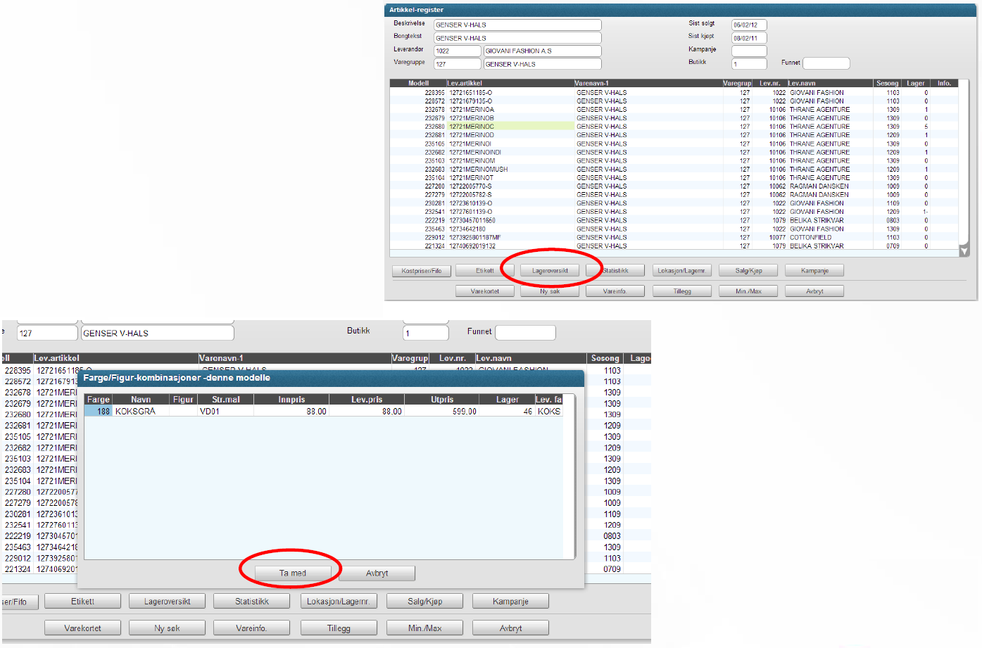 Page 28 of 72 Lageroversikt Lager oversikt for en artikkel får vi i programmet Vareregister på WEB (BD00) Start programmet Vareregister på WEB (BD00) Søk frem en vare og klikk «lageroversikt»