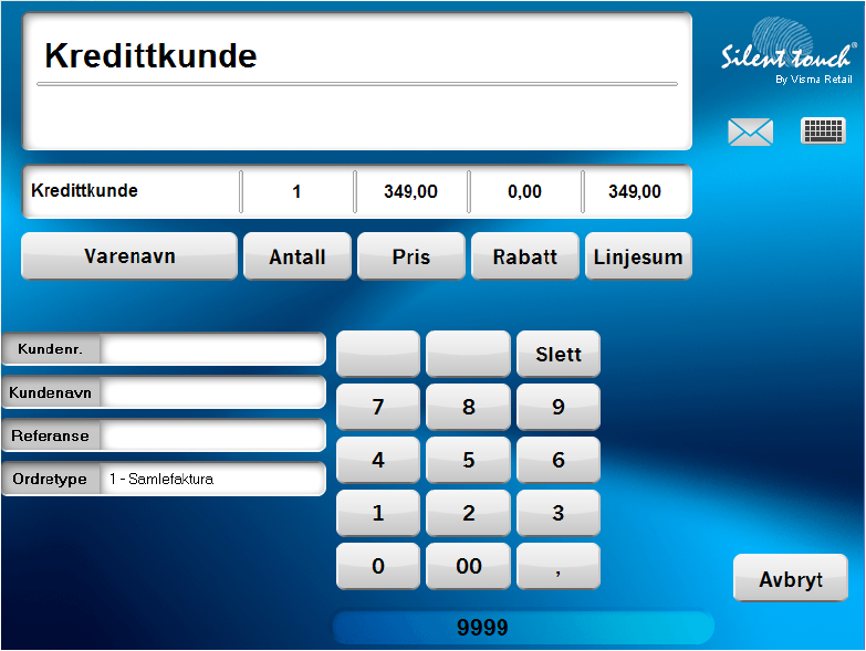 Page 49 of 72 Salg på kreditt i Silent Touch Selg artiklene i Silent Touch Velg: Meny Kreditt Legg inn kundenr.