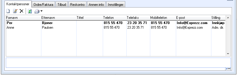 Brukerinnstillinger for Kontakt I tillegg til generelle innstillinger som skal gjelde for kontaktmodulen og som settes under Firmainnstillinger, kan hver bruker sette sine egne innstillinger for