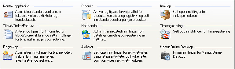 Standardregister Standardregisteret er et samleregister for flere ulike registre. Disse er alfabetisk sortert og kan redigeres og tilpasses til din virksomhet.