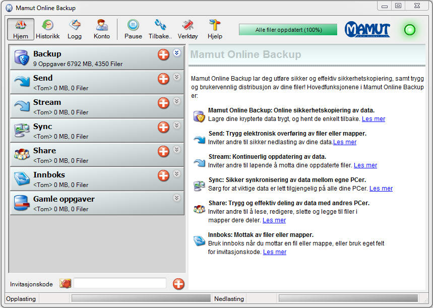 //49 Mamut Online Backup Mamut tilbyr tjenesten Mamut Online Backup til alle virksomheter og privatpersoner. En av mulighetene her er Online Backup.