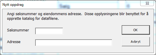 Brukerveiledning for EMSoft 1. Registrering av nytt eiendomsmeglingsoppdrag 1.1 I mappen EMSoft\Sorterte maler ligger en Excel mal kalt «Oppdrag 3.62M» (nye versjoner vil få et høyere nummer).