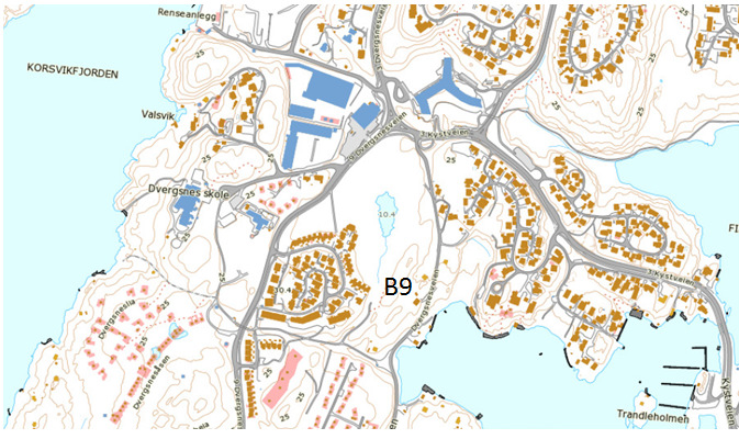 reguleringsplan for Dvergsnes felt B9 som er sulfidholdig berg. B9 omfatter gnr. 96/63, 70, 97, 129 og 684 samt gnr.