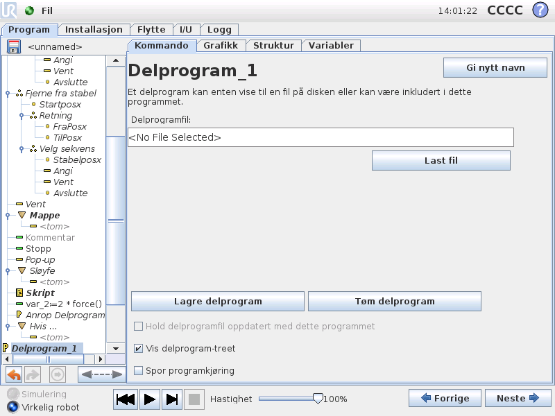 13.16 Kommando: Delprogram Sløyfer i de underliggende programkommandoene.